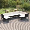 vidaXL 9 Piece Garden Lounge Set with Cushions Poly Rattan Black