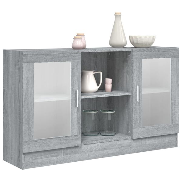 vidaXL Vitrine Cabinet Grey Sonoma 120x30.5x70 cm Engineered Wood