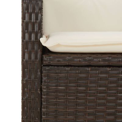 vidaXL Reclining Garden Chair with Cushions Brown Poly Rattan