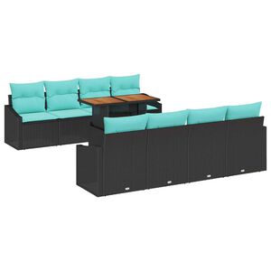 vidaXL Garden Sofa Set with Cushion Manual 9 pcs Black and Teal