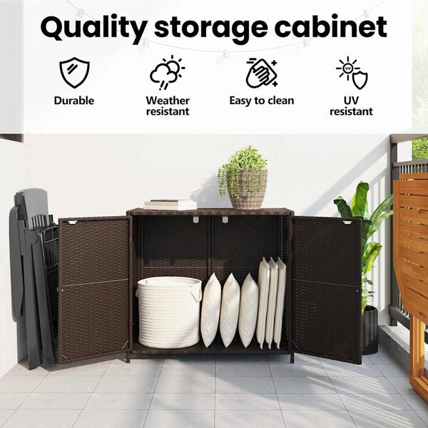 vidaXL Garden Storage Cabinet Brown 83x45x76 cm Poly Rattan