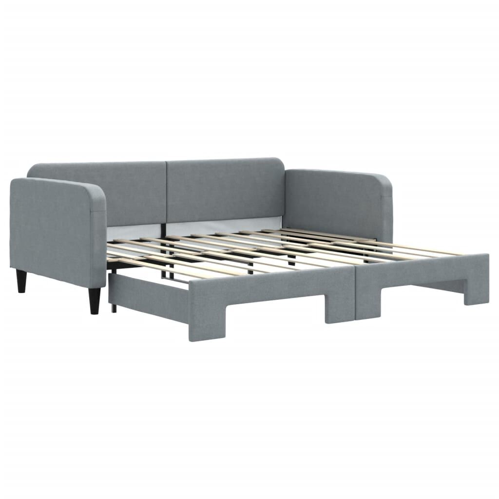 vidaXL Daybed with Trundle without Mattress Light Grey 100x190 cm