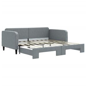 vidaXL Daybed with Trundle without Mattress Light Grey 100x190 cm