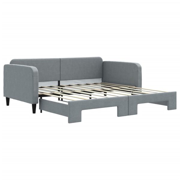 vidaXL Daybed with Trundle without Mattress Light Grey 100x190 cm