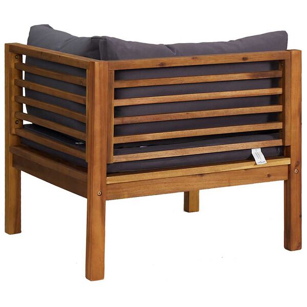 vidaXL 2 Piece Sofa Set with Dark Grey Cushions Solid Acacia Wood