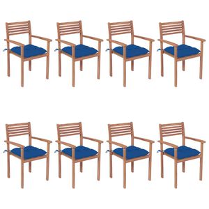 vidaXL Stackable Garden Chairs with Cushions 8 pcs Solid Teak Wood (2x43037+2x314927)