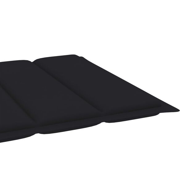 vidaXL Sun Lounger with Black Cushion Solid Teak Wood