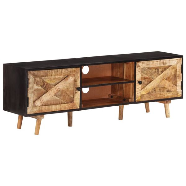 vidaXL TV Cabinet 140x30x46 cm Rough Mango Wood and Solid Acacia Wood