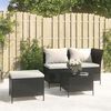 vidaXL 3 Piece Garden Lounge Set with Cushions Black Poly Rattan