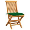 vidaXL Garden Chairs with Green Cushions 2 pcs Solid Teak Wood