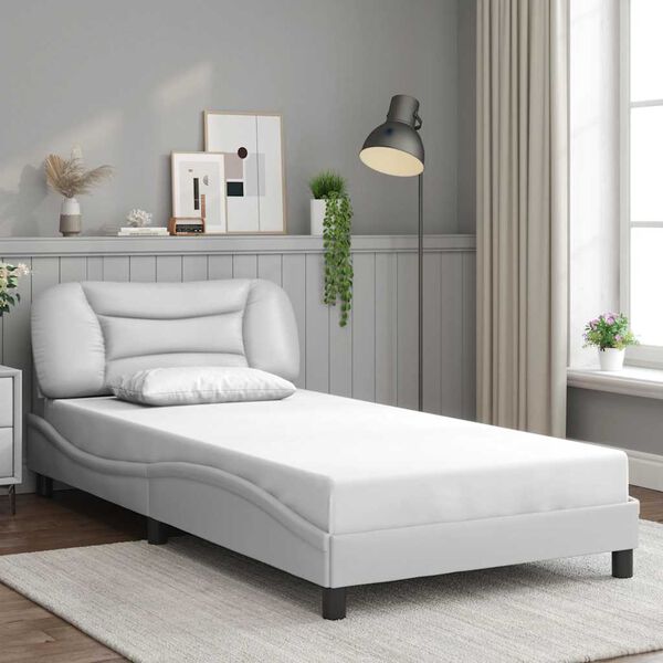 vidaXL Bed Frame without Mattress "Hvar" White 100x190 cm Faux Leather