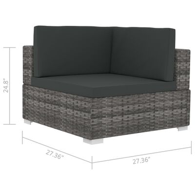 vidaXL 4 Piece Garden Sofa Set with Cushions Poly Rattan Gray