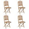 vidaXL 5 Piece Folding Outdoor Dining Set with Cushions Bamboo