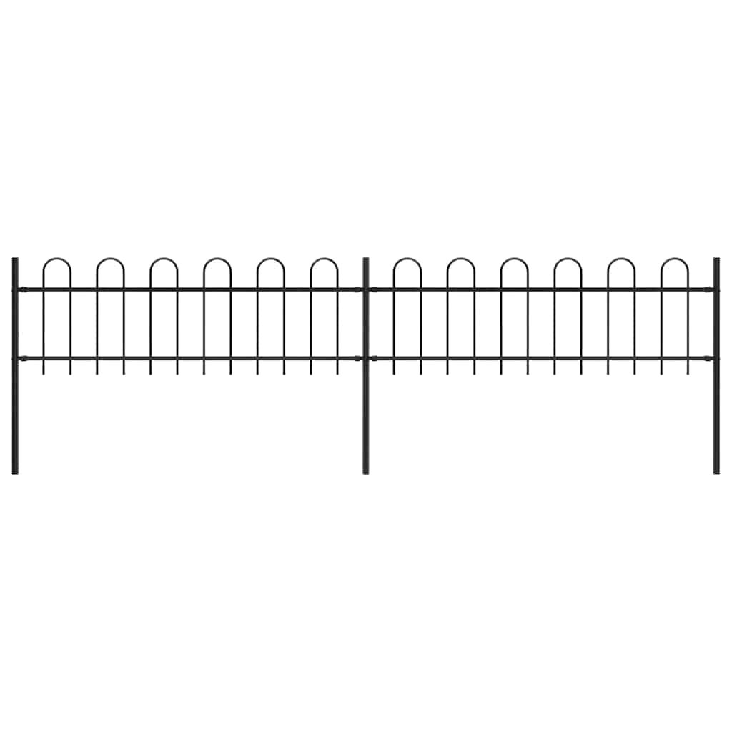 vidaXL Garden Fence with Hoop Top Steel 3.4x0.6 m Black