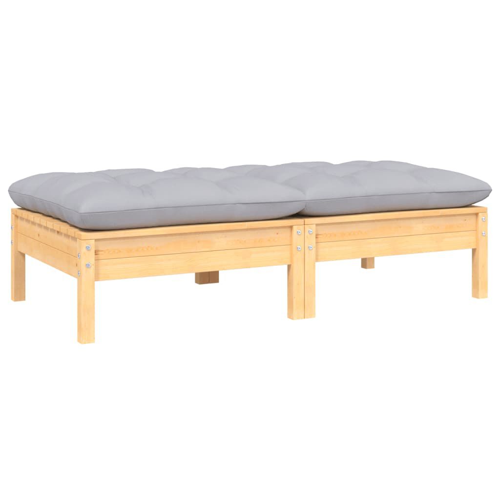 vidaXL 2-Seater Garden Sofa with Grey Cushions Solid Pinewood