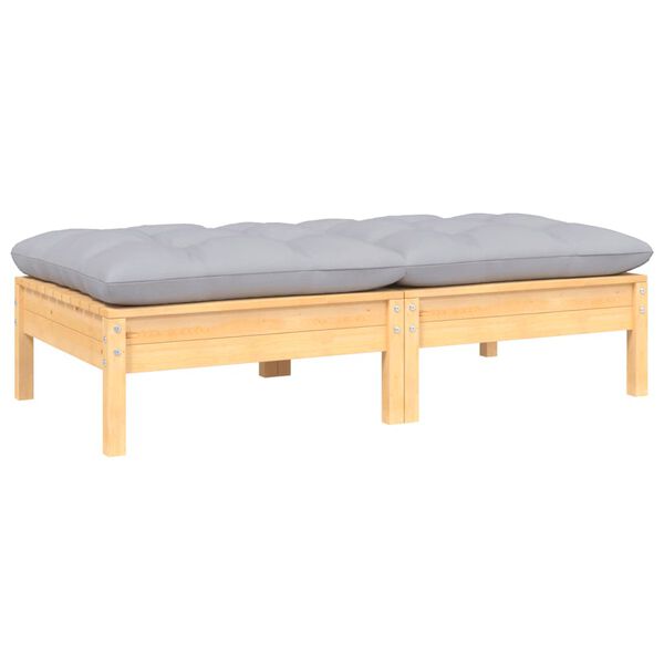 vidaXL 2-Seater Garden Sofa with Grey Cushions Solid Pinewood
