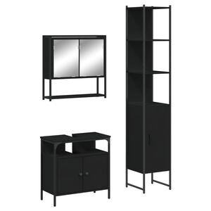 vidaXL 3 Piece Bathroom Furniture Set Black Engineered Wood