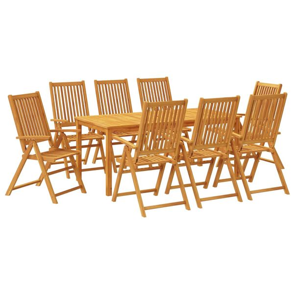 vidaXL 9 Piece Garden Dining Set 180x90x75 cm Solid Wood Acacia