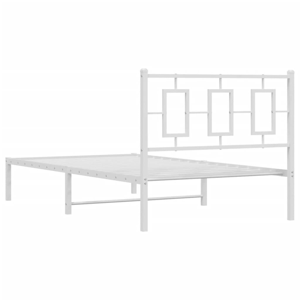 vidaXL Metal Bed Frame without Mattress with Headboard White 100x200cm