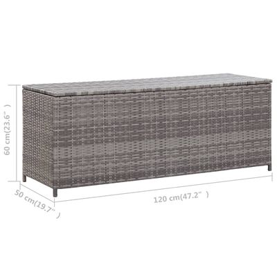 vidaXL Garden Storage Box Grey 120x50x60 cm Poly Rattan