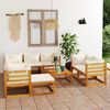 vidaXL 10 Piece Garden Lounge Set with Cushion Cream Solid Acacia Wood