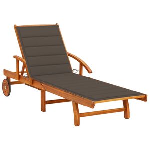 vidaXL Garden Sun Lounger with Cushion Solid Acacia Wood
