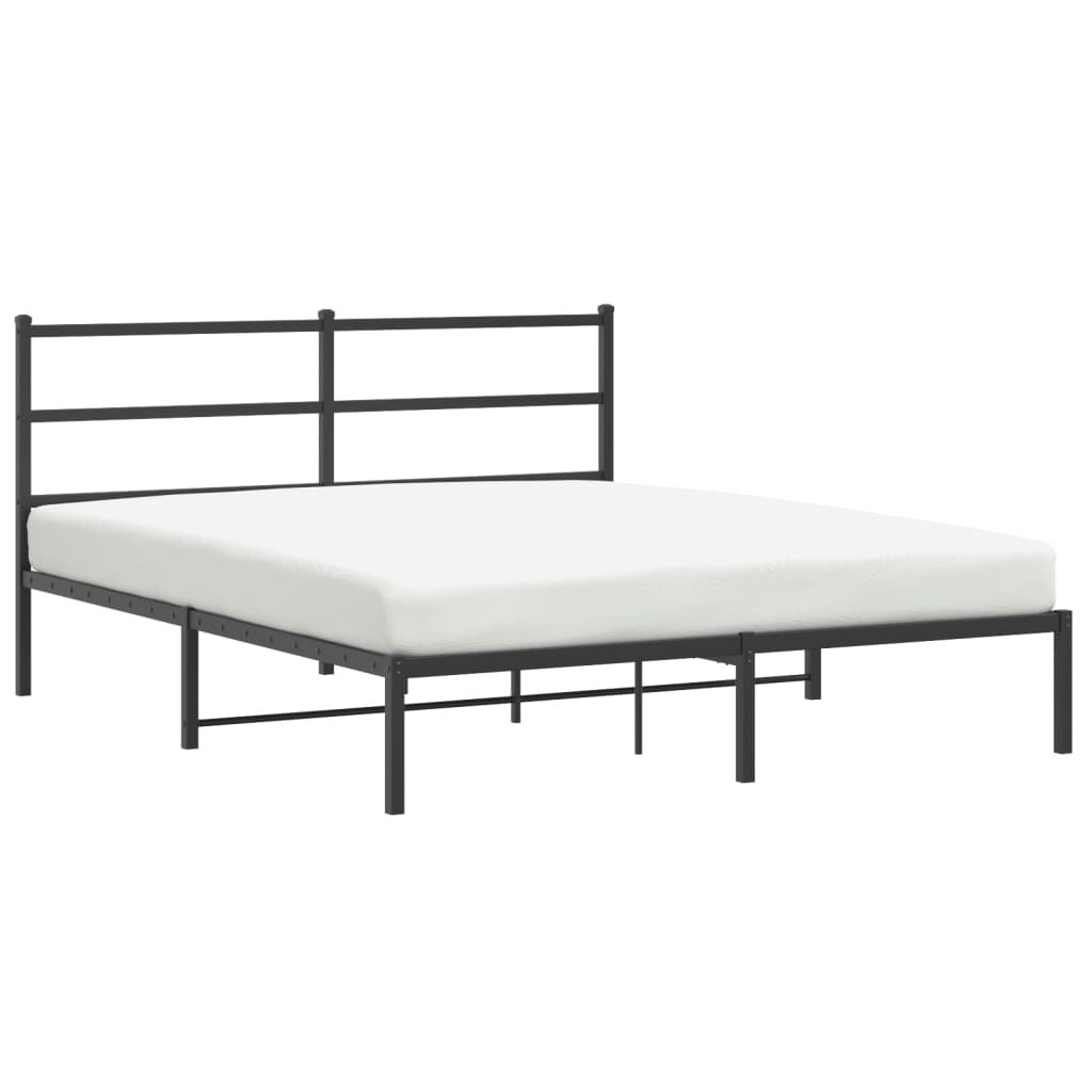 vidaXL Metal Bed Frame without Mattress with Headboard Black 150x200cm