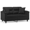 vidaXL 2-Seater Sofa with Throw Pillows Black 120 cm Faux Leather