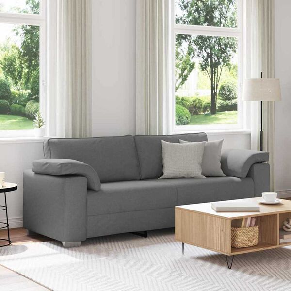 vidaXL Sofa with Cushion Dark grey 219 x 77 x 82 cm Fabric