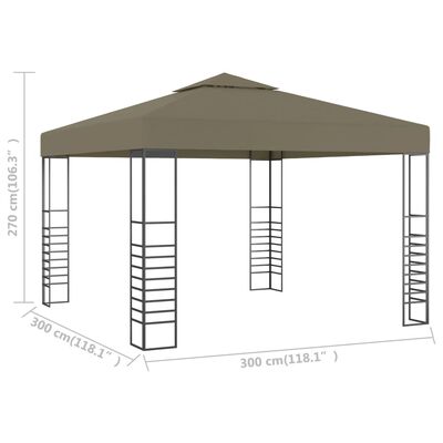 vidaXL Garden Marquee 3x3 m Taupe 180 g/m²