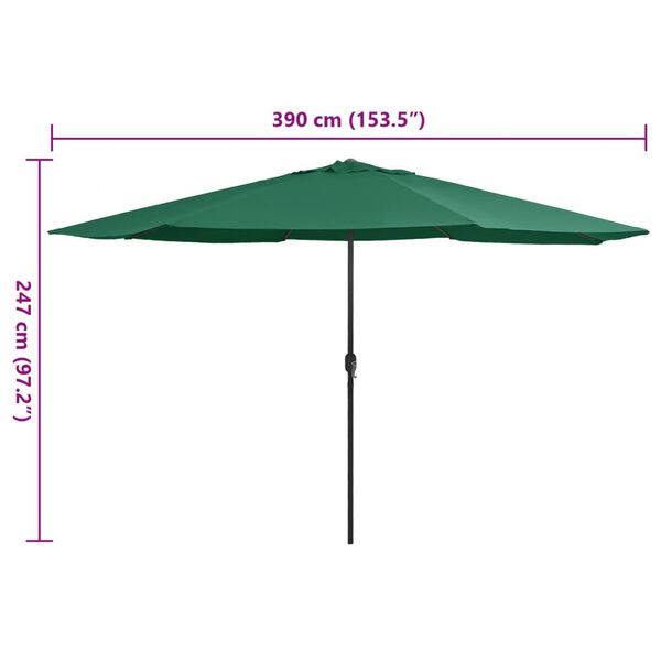 vidaXL Garden Parasol with Metal Pole 390 cm Green