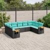 vidaXL 9 Piece Garden Sofa Set with Cushions Black Poly Rattan