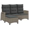 vidaXL Reclining Garden Sofa with Cushions L-shaped Grey Poly Rattan