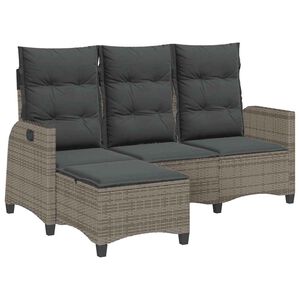 vidaXL Reclining Garden Sofa with Cushions L-shaped Grey Poly Rattan