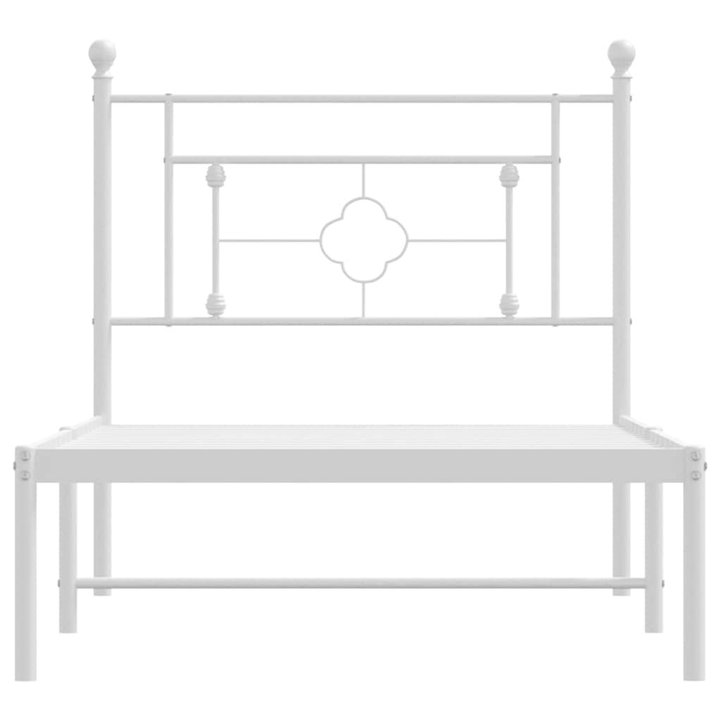 vidaXL Metal Bed Frame without Mattress with Headboard White 100x200cm