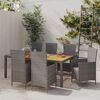 vidaXL 7 Piece Outdoor Dining Set with Cushions Poly Rattan Grey