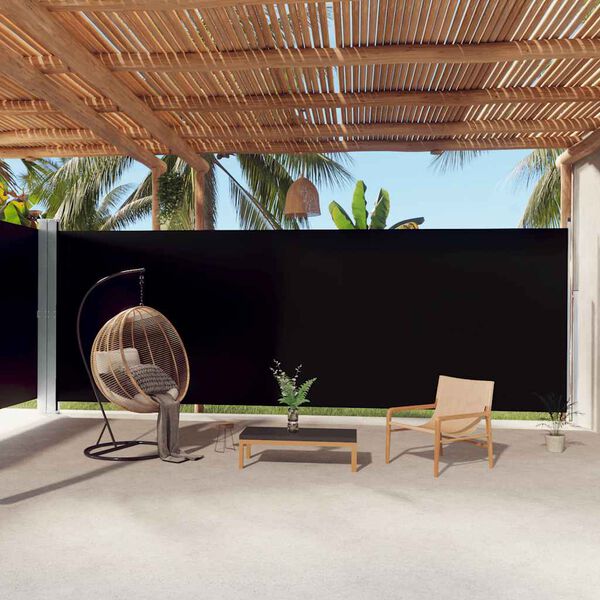 vidaXL Retractable Side Awning Black 220x1000 cm