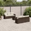 vidaXL 7 Piece Garden Sofa Set with Cushions Brown Poly Rattan