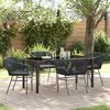 vidaXL Garden Dining Set with Cushion 5 pcs Black Powder-Coated Steel