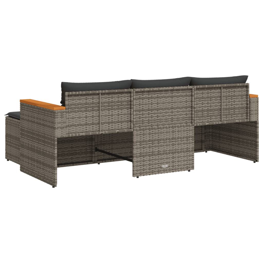 vidaXL 3 Piece Garden Sofa Set with Cushions Grey Poly Rattan