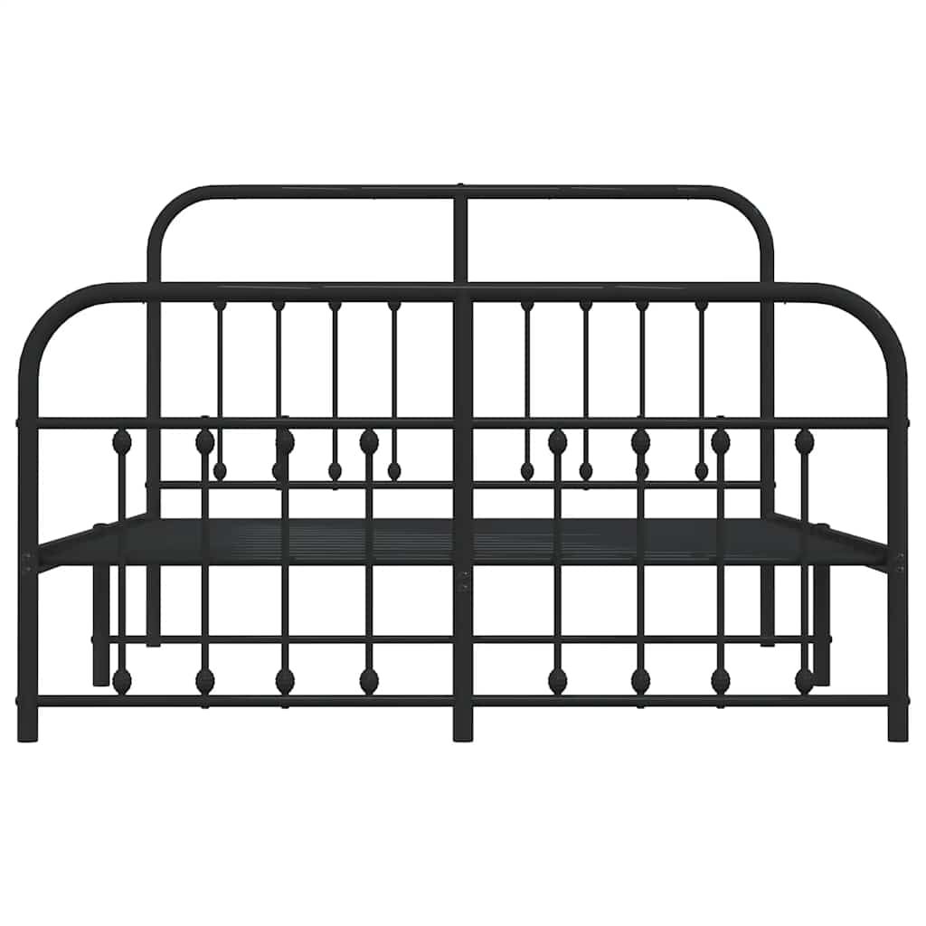 vidaXL Metal Bed Frame without Mattress with Footboard Black 135x190cm