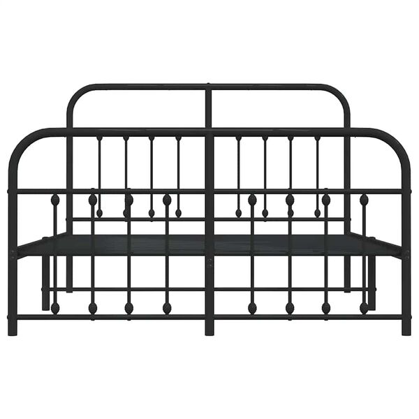 vidaXL Metal Bed Frame without Mattress with Footboard Black 135x190cm