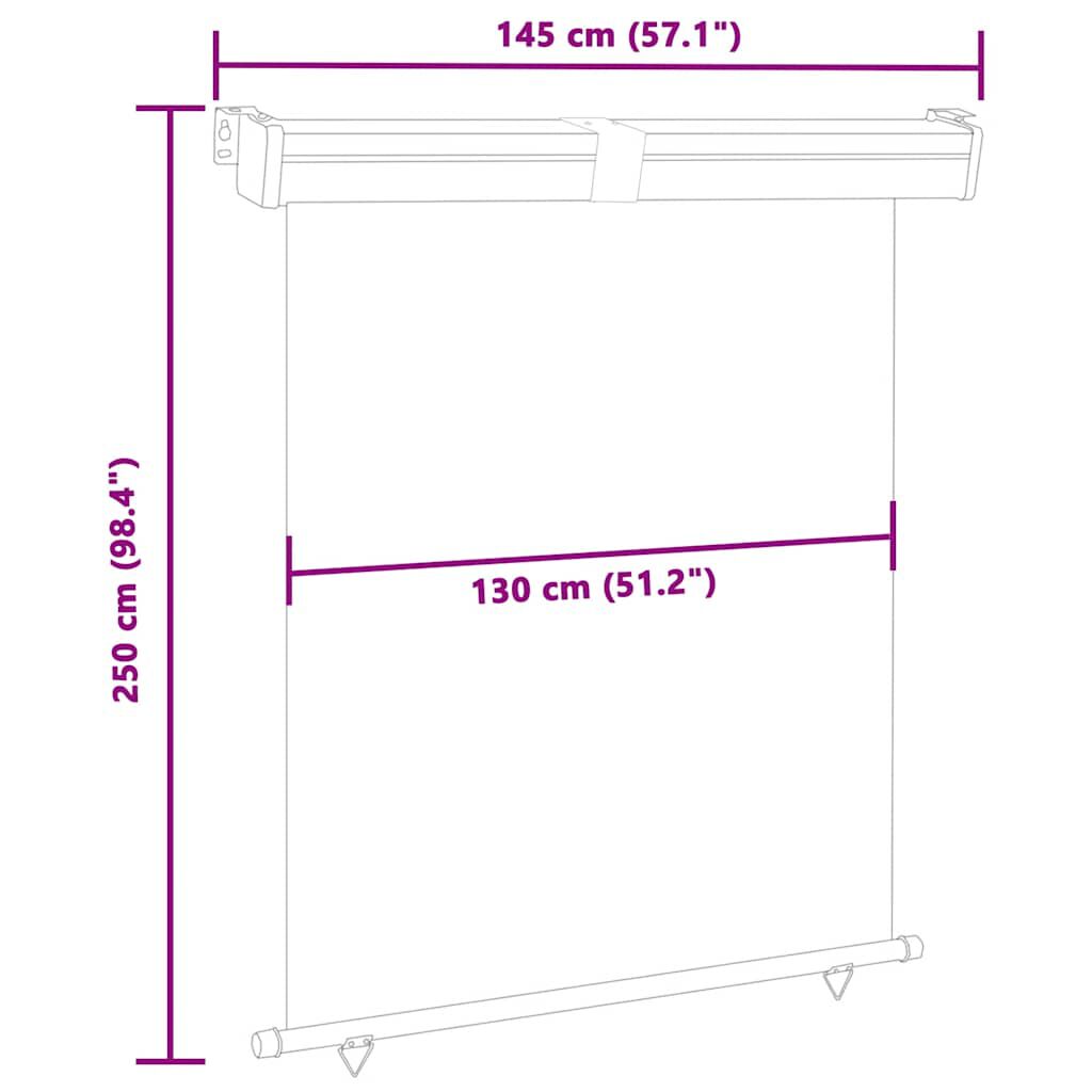 vidaXL Balcony Side Awning 145x250 cm Black