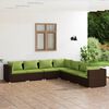 vidaXL 7 Piece Garden Lounge Set with Cushions Poly Rattan Brown