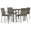 vidaXL 5 Piece Garden Dining Set with Cushions Grey Poly Rattan