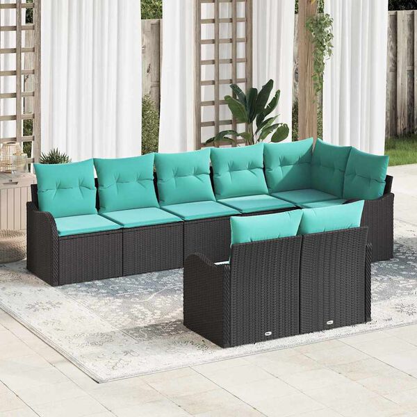vidaXL Garden Sofa Set Black Poly Rattan