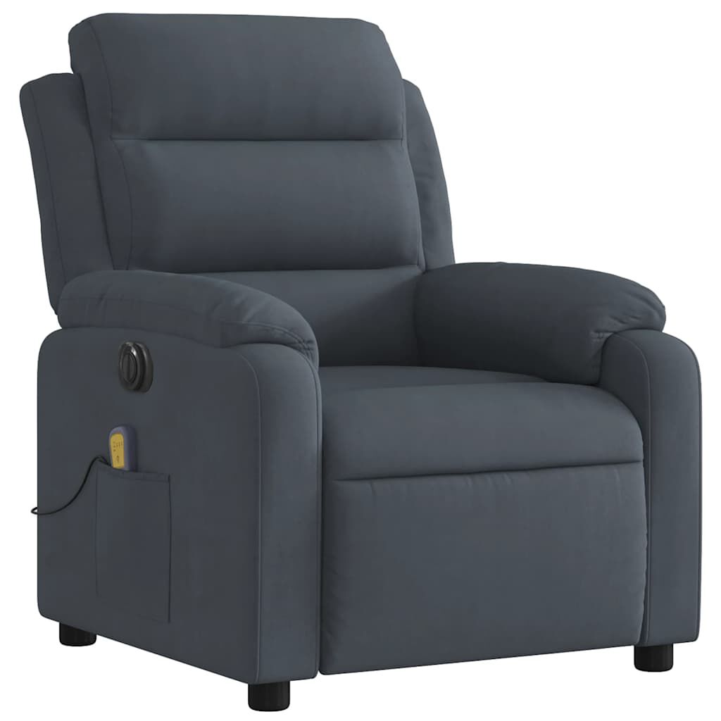 vidaXL Electric Massage Recliner Chair Dark Grey Velvet
