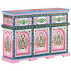 vidaXL Hand-Painted Sideboard Multicolour 110x30x76cm Solid Mango Wood
