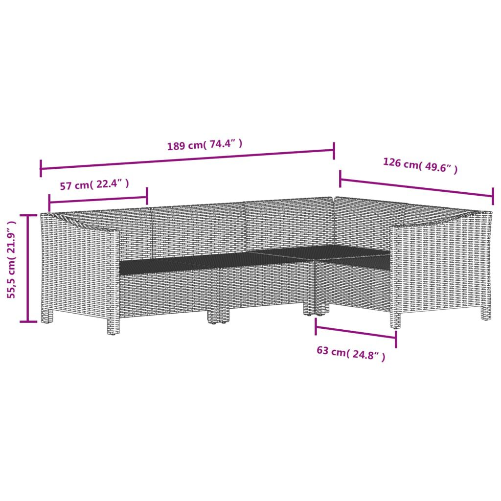vidaXL 8 Piece Garden Lounge Set with Cushions Grey Poly Rattan