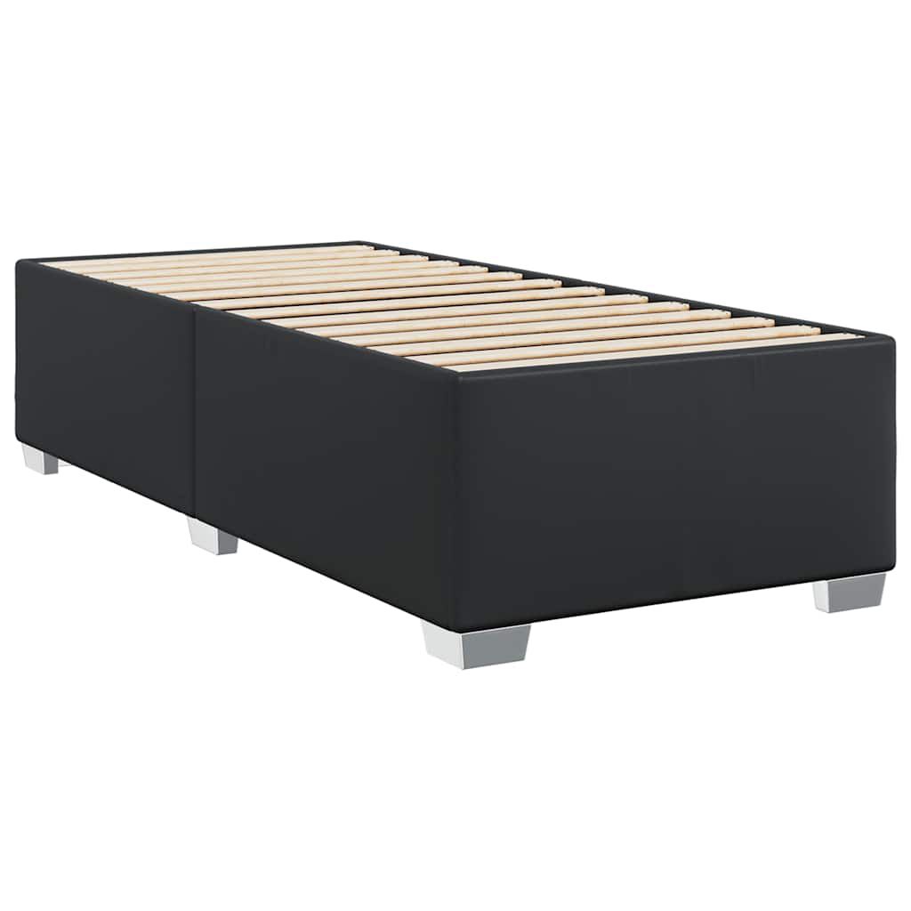 vidaXL Box Spring Bed with Mattress Black Twin XL Faux Leather